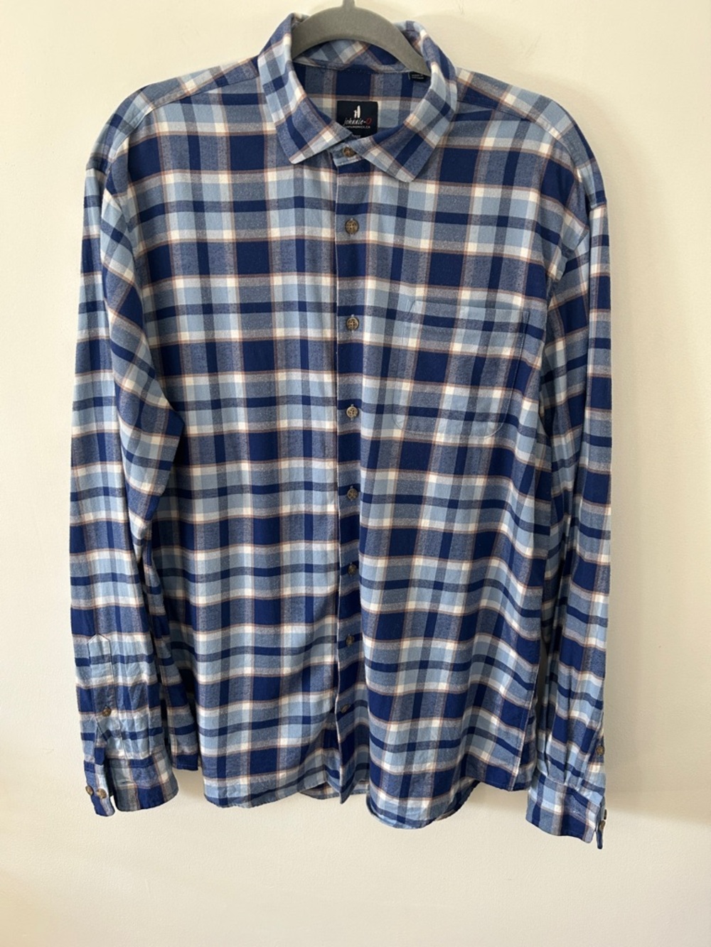Johnnie-O Flannel Shirt Men’s L Zander Blue Casual Plaid